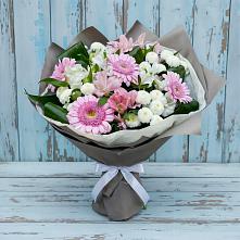 Букет цветов из:  Герберы, Альстромерии и Хризантемы в Химках