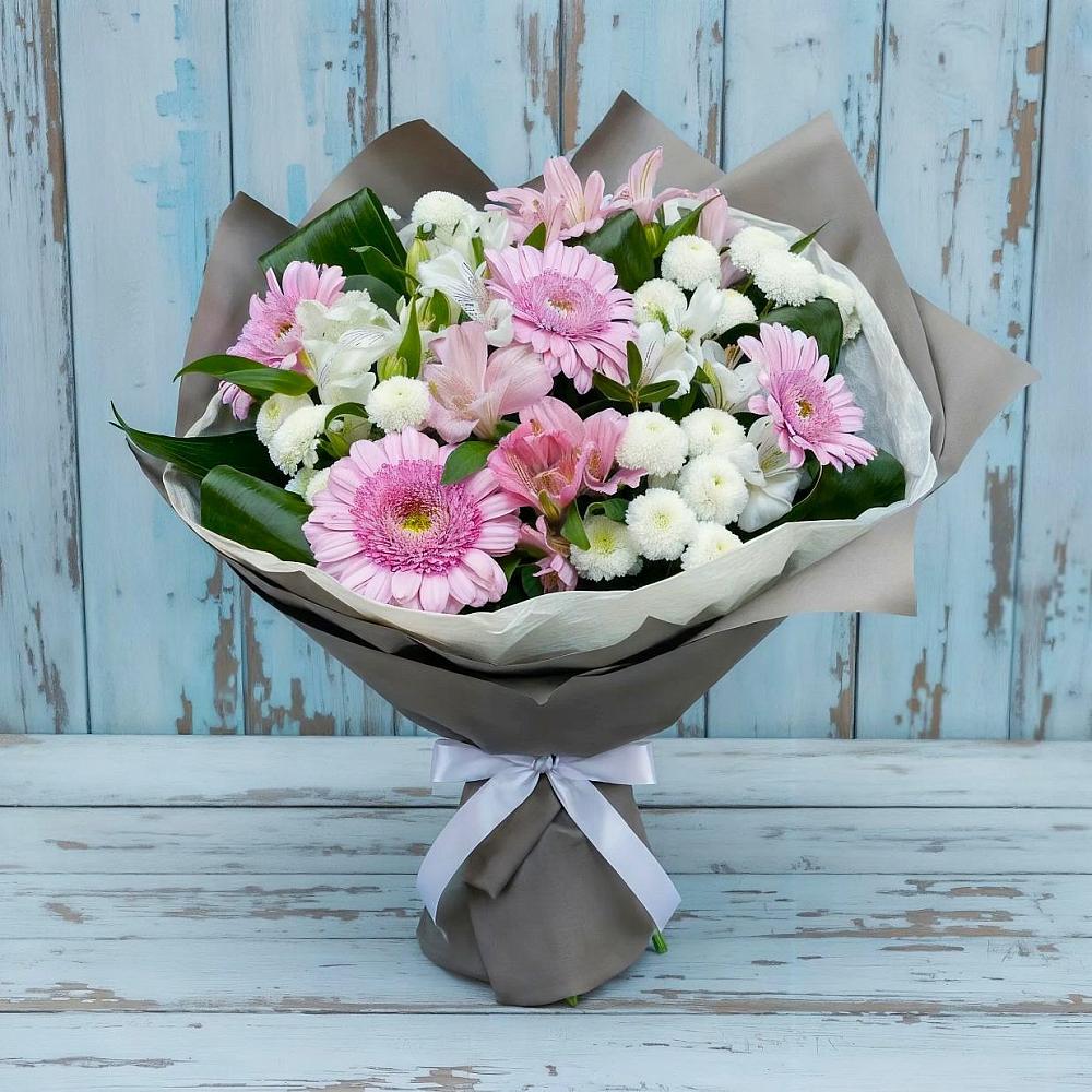 Букет цветов из: Герберы, Альстромерии и Хризантемы в Химках